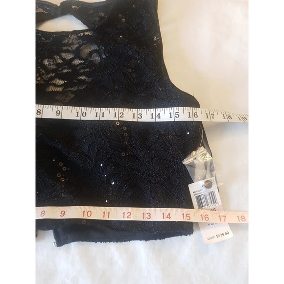 B. Darlin Womens Blouse Crop Top Size 15 Sz 16 Sequined Lace Evening Prom Party - Picture 9 of 13